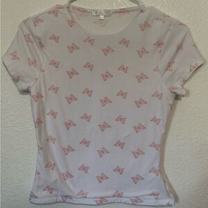 White baby tee with Pink Butterfly Print